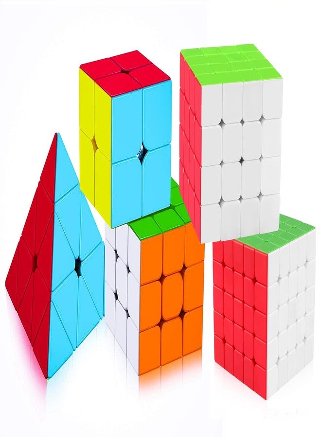 مجموعة مكعبات السرعة AUTHFORT Level Up MF2S 2x2، MF3S 3x3، MF4S 4x4، MF5S 5x5، مجموعة مكعبات هرمية بدون ملصقات مكونة من 5 قطع - Image 1